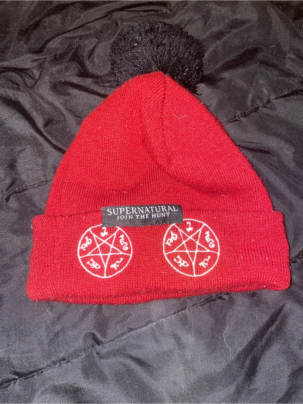 Supernatural devils trap Red Knit Pom Beanie - Join The Hunt